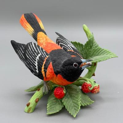 LOT 191N: Lenox Birds - Baltimore Oriole, Blue Jay, Red-Breasted Nuthatch & Cedar Waxwing