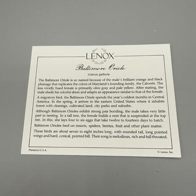 LOT 191N: Lenox Birds - Baltimore Oriole, Blue Jay, Red-Breasted Nuthatch & Cedar Waxwing