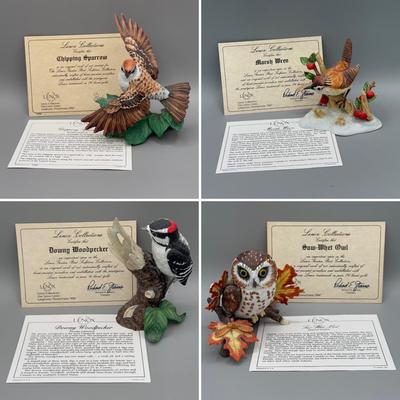 LOT 192N: Lenox Birds - Chipping Sparrow, Downy Woodpecker, Marsh Wren & Saw-Whet Owl