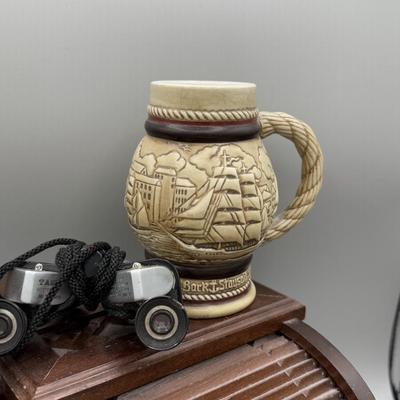 LOT 199J: Vintage Desktop Organizer, Avon Ship Mug, Phillies Belt Buckle, Pocket Knives & More