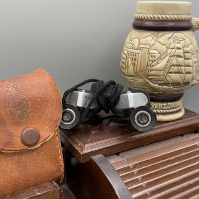 LOT 199J: Vintage Desktop Organizer, Avon Ship Mug, Phillies Belt Buckle, Pocket Knives & More