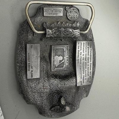 LOT 199J: Vintage Desktop Organizer, Avon Ship Mug, Phillies Belt Buckle, Pocket Knives & More