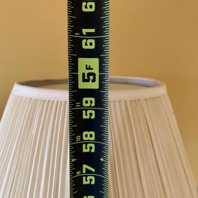 LOT 204 M: Best Chairs Inc. Queen Anne Style Wing Back Sage Chair & Brass Adjustable Floor Lamp