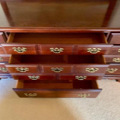 LOT 205 M: American Drew 6 Drawer Chest of Drawers & 9 Drawer Dresser w/ Mirror