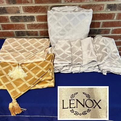 Lot of Lenox “Laurel Leaf” Fine Table Linens - Tablecloth, Napkins, Runners