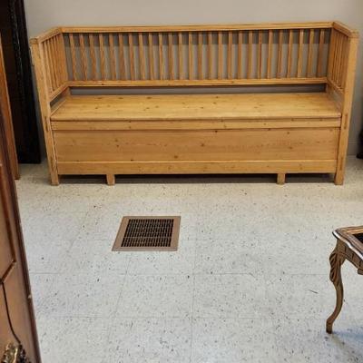 Long Pine bench with pullout storage