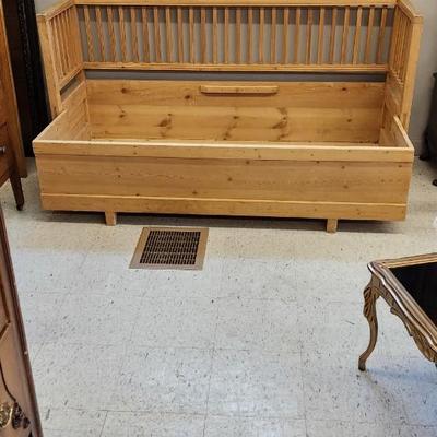 Long Pine bench with pullout storage