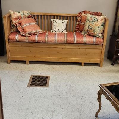Long Pine bench with pullout storage