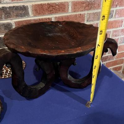 Mixed Decorative Lot - Wood, Ceramic, Brass