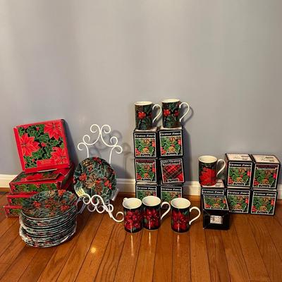Big Lot of Holiday Plates Mugs - Scottish Dunoon Stoneware, German Konitz Porcelain