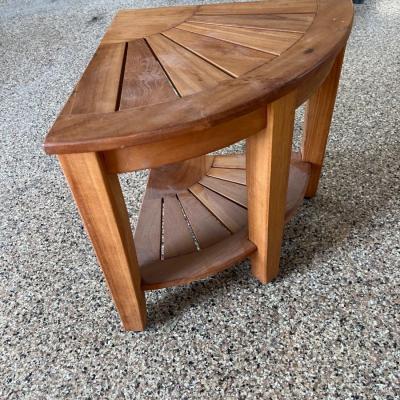 Cute teak outdoor wood table or shower stool