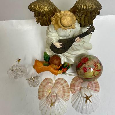 Christmas Decor Lot - Angels, Shell Ornaments and Glass Ornaments