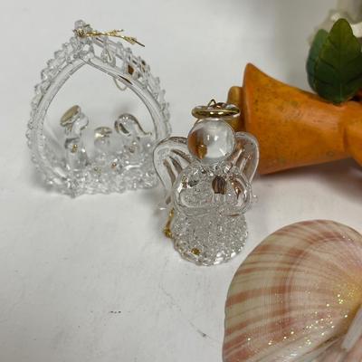Christmas Decor Lot - Angels, Shell Ornaments and Glass Ornaments