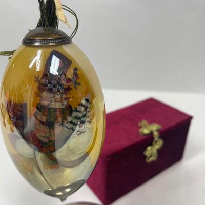 Handpainted Glass Christmas Snowman Ornament