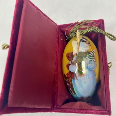 Handpainted Glass Christmas Snowman Ornament