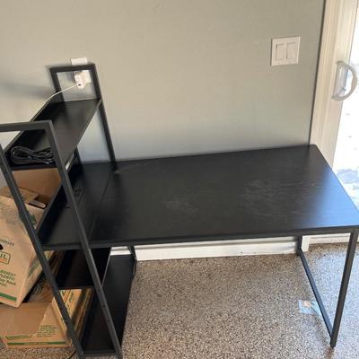 Black wood and metal computer desk