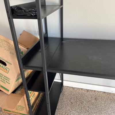 Black wood and metal computer desk