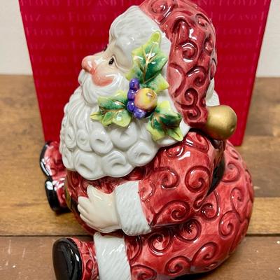 Fitz and Floyd Seated Santa Candy Jar
