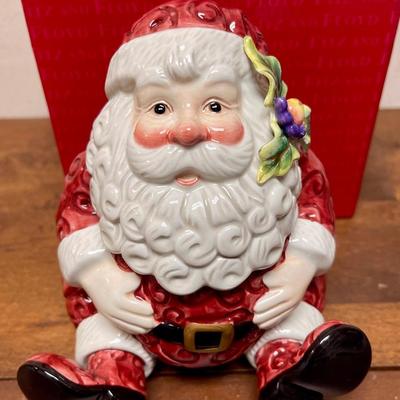 Fitz and Floyd Seated Santa Candy Jar
