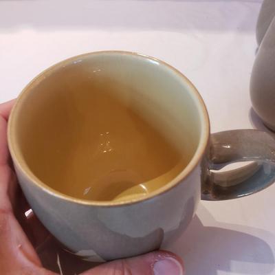 Denby Fire Green Large Curve Mugs Set of 8 (K-KD)