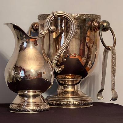 Matching set of Silverplated Water Pitcher & Wine Cooler / Ice Bucket