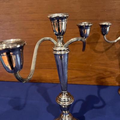 Pair of Pilgrim Vintage Silver Plate 3 Arm Candelabra Candle Stick Holders