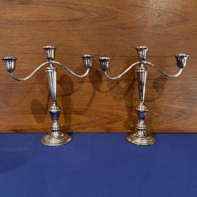 Pair of Pilgrim Vintage Silver Plate 3 Arm Candelabra Candle Stick Holders