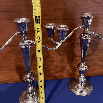 Pair of Pilgrim Vintage Silver Plate 3 Arm Candelabra Candle Stick Holders