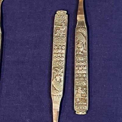 Set of 12 Vintage Norwegian (Konge Tinn) Viking Pewter Heilag Olav Spoons