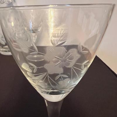 Cut Crystal Decanter & 3 Wine Glasses