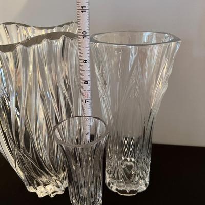 Lot of 3 Lead Crystal Vases