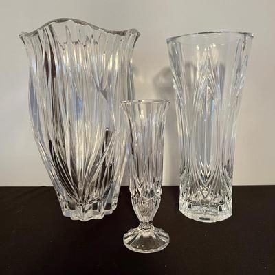 Lot of 3 Lead Crystal Vases