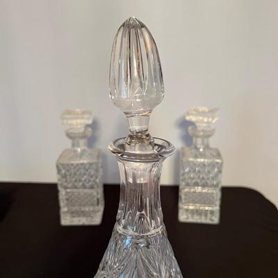 Lot of 3 Cut Crystal Glass Decanters