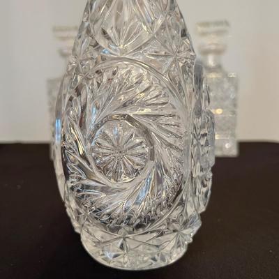 Lot of 3 Cut Crystal Glass Decanters