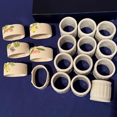 2 Sets of Vintage Napkin Holders - 6 Porcelain, 12 Olympia by American Atelier Stoneware