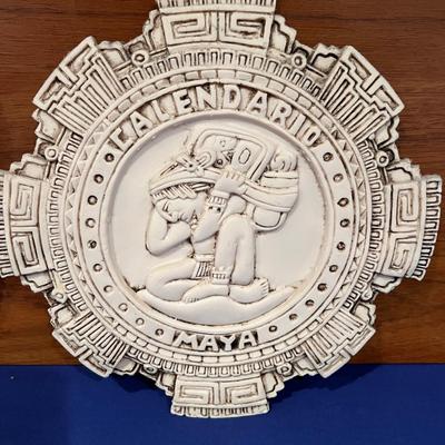 Lot of 2 Heavy Mayan Aztec Ceramic Wall Plaques