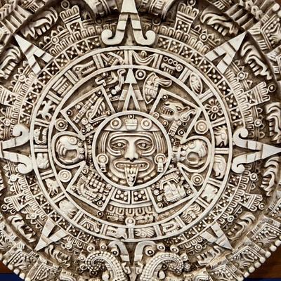 Lot of 2 Heavy Mayan Aztec Ceramic Wall Plaques