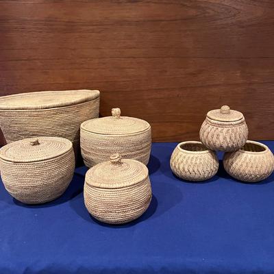 Lot of Vintage Ethiopian Hand-Woven Baskets