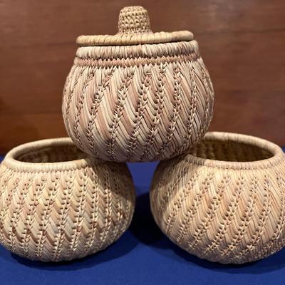 Lot of Vintage Ethiopian Hand-Woven Baskets