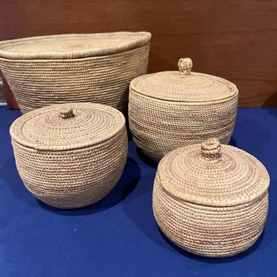 Lot of Vintage Ethiopian Hand-Woven Baskets