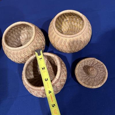 Lot of Vintage Ethiopian Hand-Woven Baskets