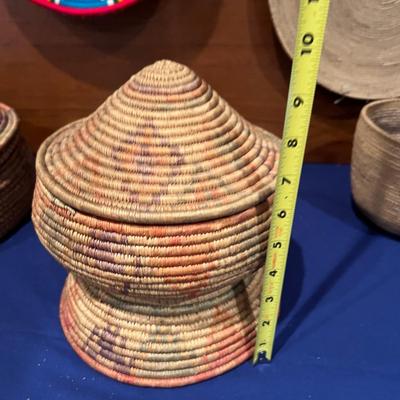 Lot of Vintage Ethiopian Hand-Woven Baskets Wall Hangings