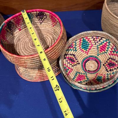 Lot of Vintage Ethiopian Hand-Woven Baskets Wall Hangings