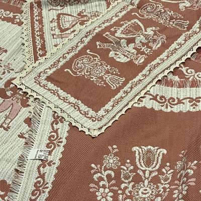Vintage Austrian Halltex Woven Reversible Folk Lot - Tablecloths, Runners, Placemats