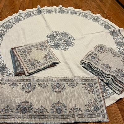 Vintage Austrian Halltex Woven Reversible Folk Lot - Tablecloths, Runners, Placemats, Napkins