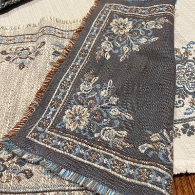 Vintage Austrian Halltex Woven Reversible Folk Lot - Tablecloths, Runners, Placemats, Napkins