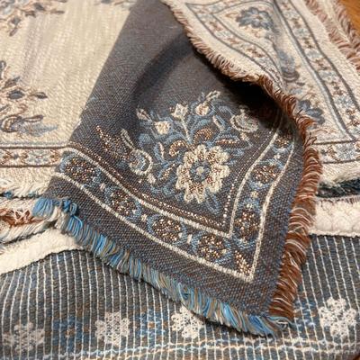 Vintage Austrian Halltex Woven Reversible Folk Lot - Tablecloths, Runners, Placemats, Napkins