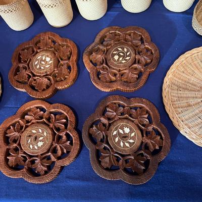 Big Lot MCM Vintage Decorative Wood & Weave Lot -Teak, Olive Wood, Oil Painting