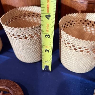 Big Lot MCM Vintage Decorative Wood & Weave Lot -Teak, Olive Wood, Oil Painting