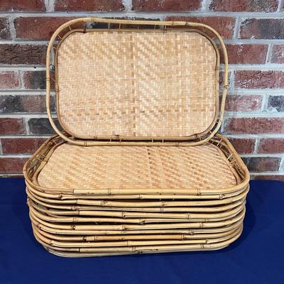 Set of 12 Vintage Bamboo Trays (Lot 1 of 2)